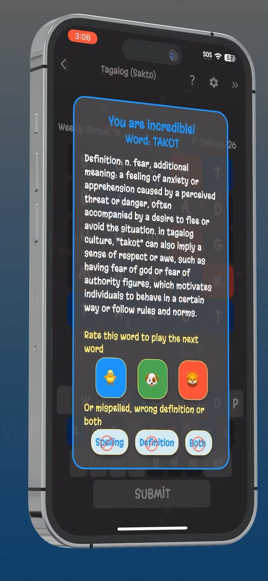 Wordelite gameplay screenshot on iPhone